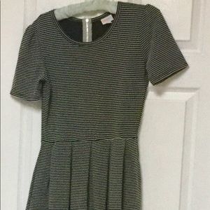 LuLuRoe Size M Black Dress With White Stripes